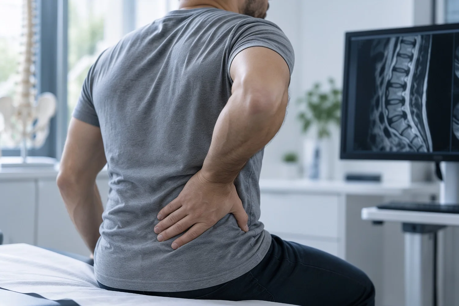 Resonancia magnética y evaluación médica de columna lumbar
